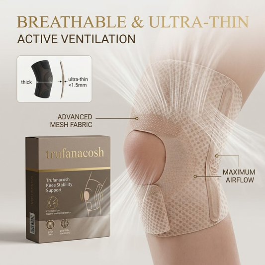 Trufanacosh Professional Knee Support Brace - Ultra-Thin Breathable Compression Sleeve with Anti-Slip Technology & Lateral Stabilizers for Men & Women